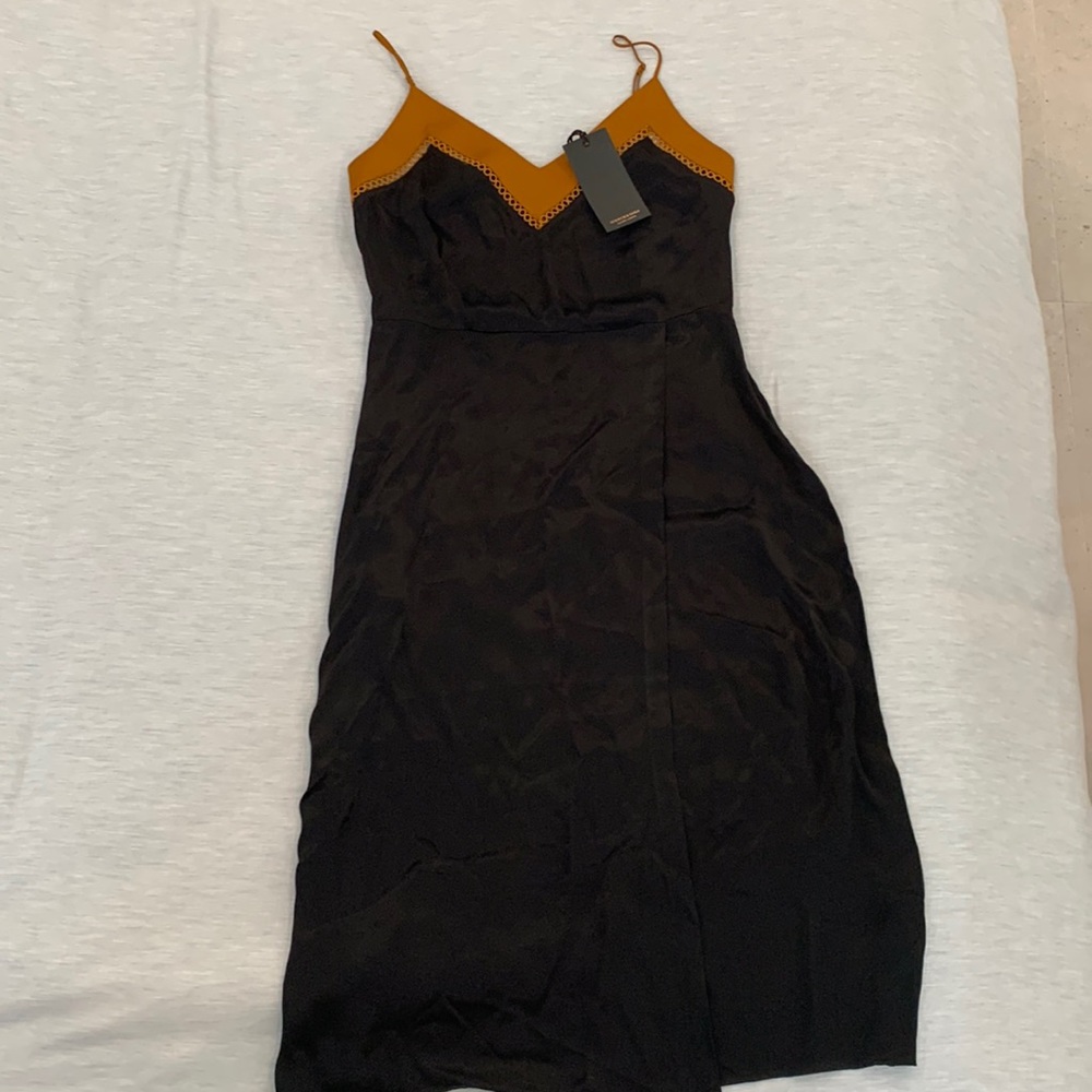 SCOTCH & SODA Black Silk Midi Slip Dress